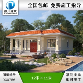 歐式一層平屋頂實(shí)用自建房圖紙及效果圖_農(nóng)村平房設(shè)計(jì),鼎川建筑