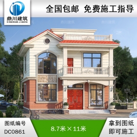 農(nóng)村二層簡歐帶露臺小別墅施工圖紙及效果圖_鄉(xiāng)村自建房設(shè)計,鼎川建筑