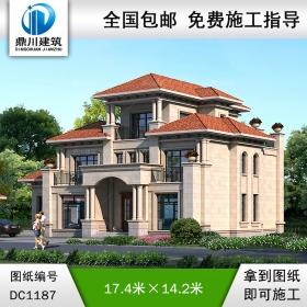 歐式三層別墅施工圖紙及效果圖_新農(nóng)村自建別墅設(shè)計(jì),鼎川建筑