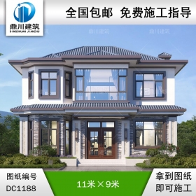 新中式二層實(shí)用別墅圖紙及外觀效果圖_農(nóng)村自建別墅設(shè)計(jì),鼎川建筑