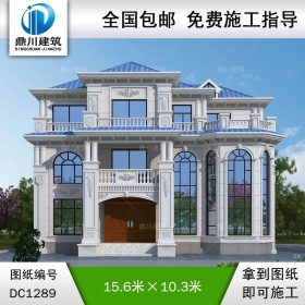 歐式三層復(fù)式別墅施工圖紙及效果圖_農(nóng)村自建別墅設(shè)計(jì),鼎川建筑
