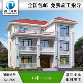 歐式三層別墅施工圖紙及效果圖_農(nóng)村自建別墅設(shè)計(jì),鼎川建筑